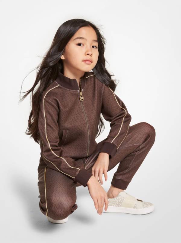 Detske Bundy Michael Kors Girls Logo Stretch Viscose Track Čokoláda - Oblecenie Michael Kors Akcia | GJZOK-3794